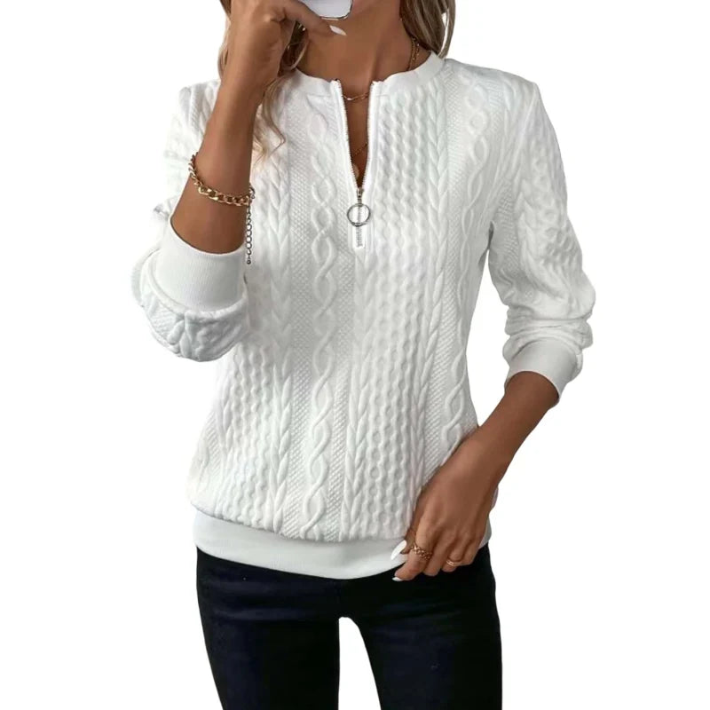 Women's Half-Zip Cable Knit Sweatshirt