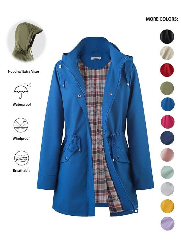 Women's Lightweight Waterproof Hooded Rain Jacket – Stylish, Comfortable & Windproof