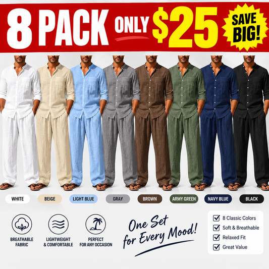 Men's Casual Breathable Shirt and Pants Set