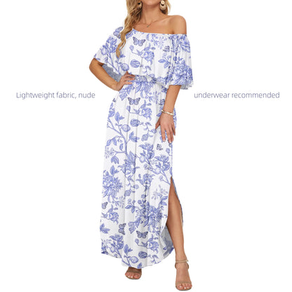 Women's Plus Size Off-Shoulder Maxi Dress with Pockets | Casual Summer Wedding Guest, Beach & Vacation Dress