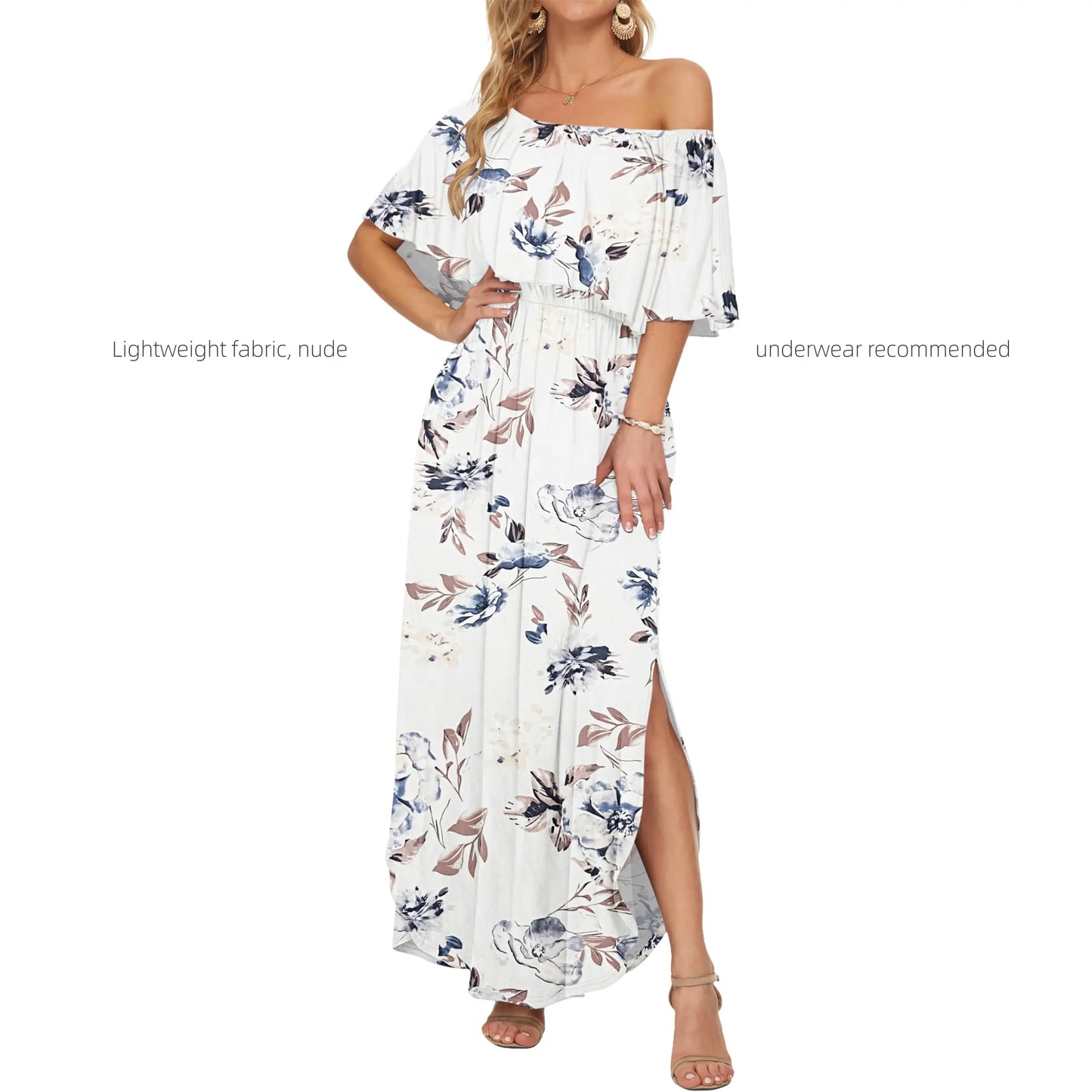 Women's Plus Size Off-Shoulder Maxi Dress with Pockets | Casual Summer Wedding Guest, Beach & Vacation Dress