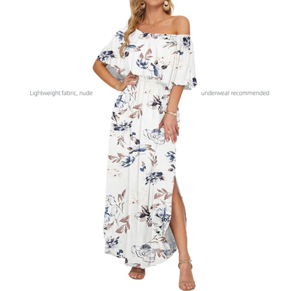 Women's Plus Size Off-Shoulder Maxi Dress with Pockets | Casual Summer Wedding Guest, Beach & Vacation Dress