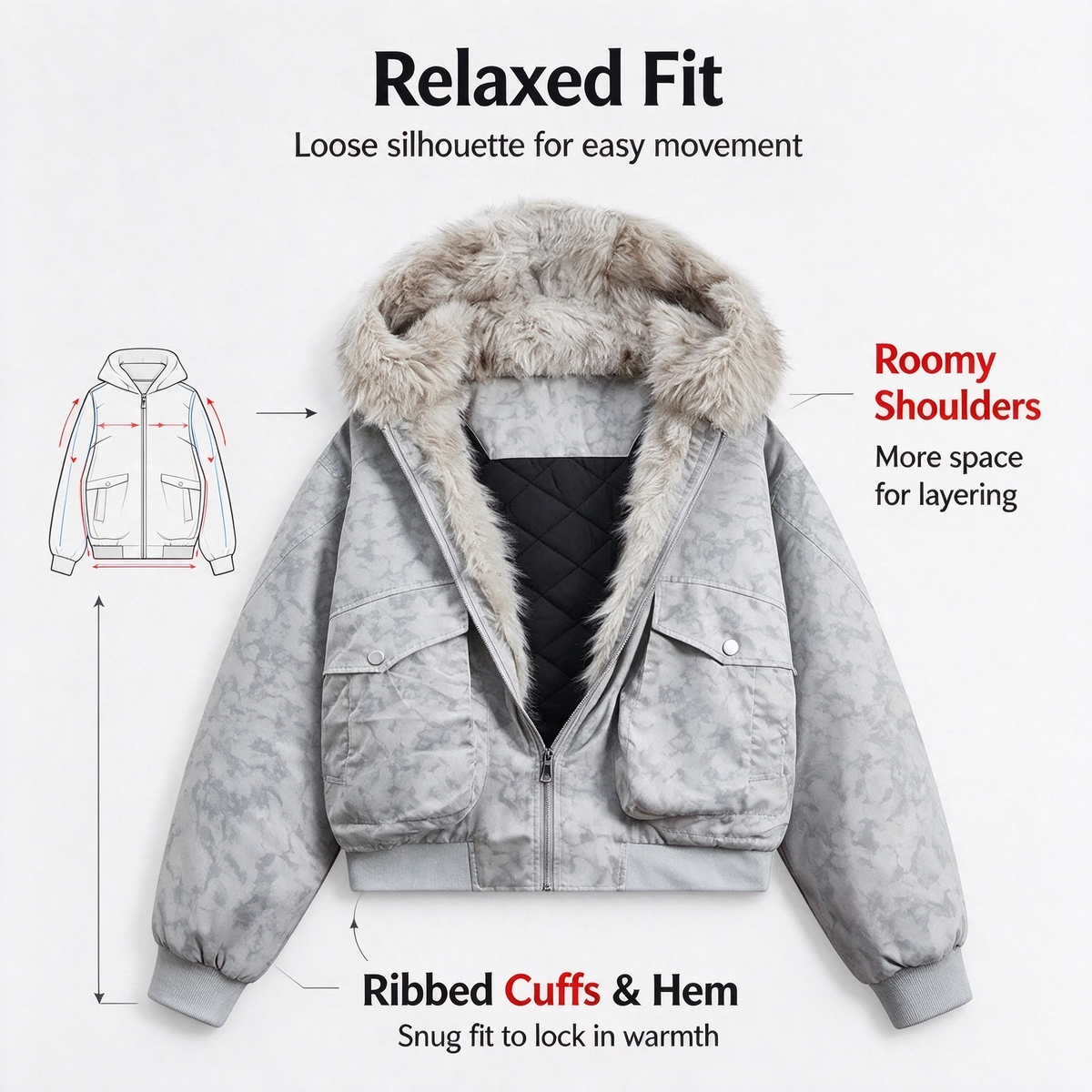 Casual Cotton Loose Streetwear Jacket Men's thick, loose, comfortable hooded warm jacket, casual top Stylish Menswear Coat