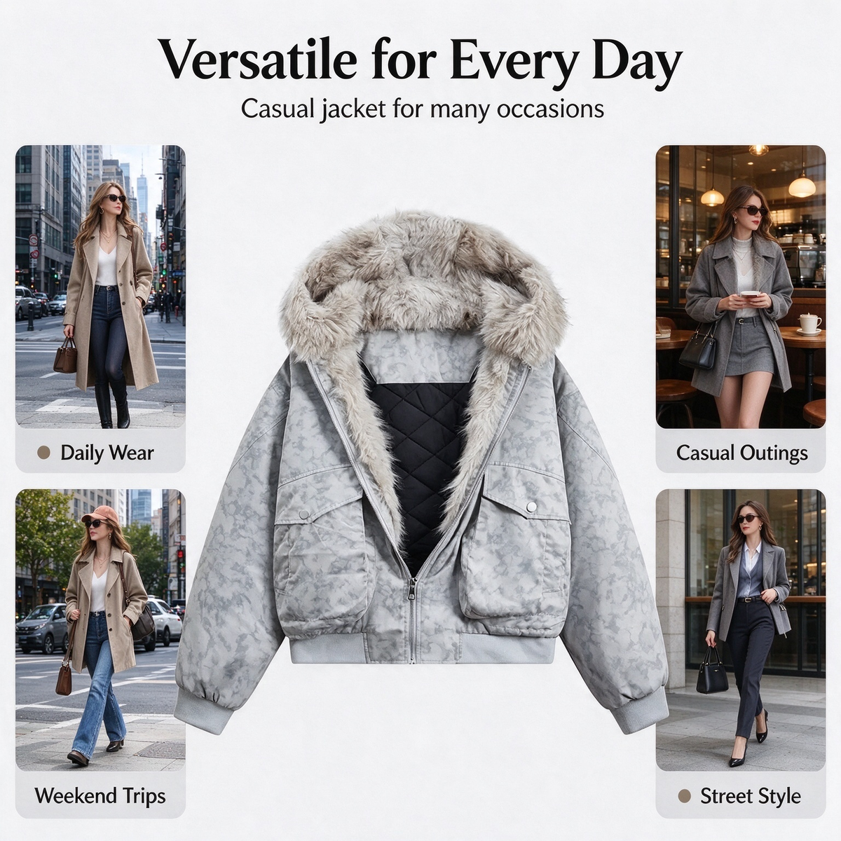 Casual Cotton Loose Streetwear Jacket Men's thick, loose, comfortable hooded warm jacket, casual top Stylish Menswear Coat