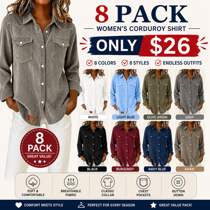 Women's Casual Ribbed Button Down Shirt