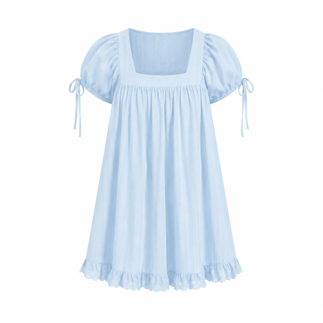 Women's Square Neck Puff Sleeve Blouse – Ruffle Trim Tie Detail Summer Casual Top, Feminine Short Sleeve Shirt