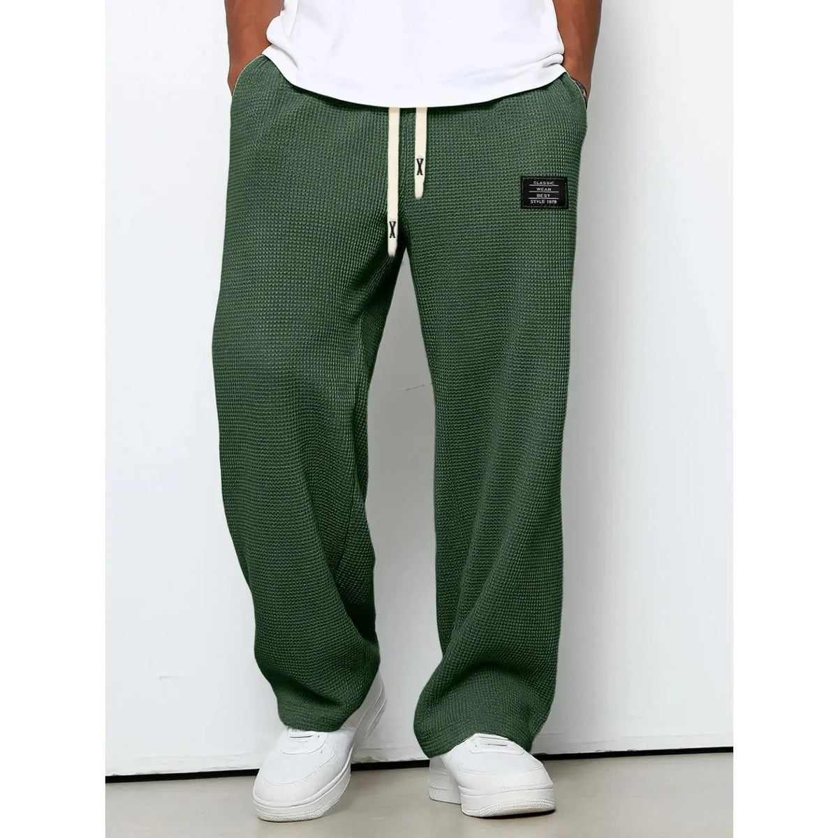 Men's Waffle Knit Casual Pants – Lightweight Relaxed Fit Straight-Leg Sweatpants