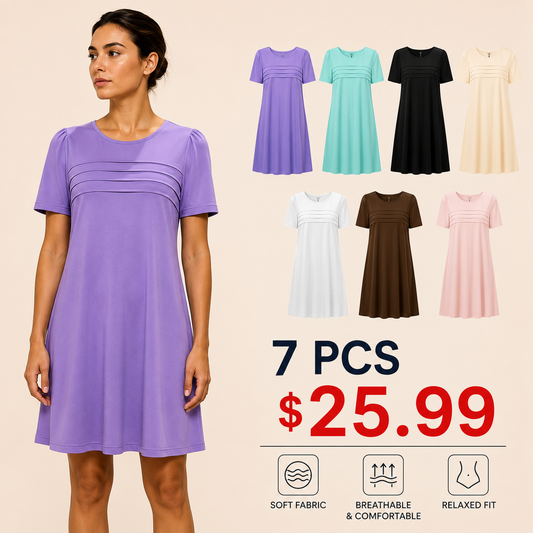 Women's Casual A-Line Midi Dress – Flowy Summer Comfort with Pockets