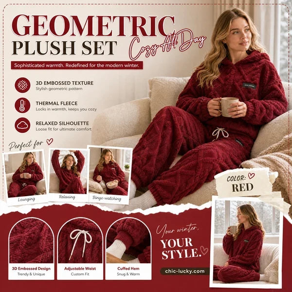 Embossed Geometric Plush Set – Cosy, Stylish & Effortlessly Comfortable