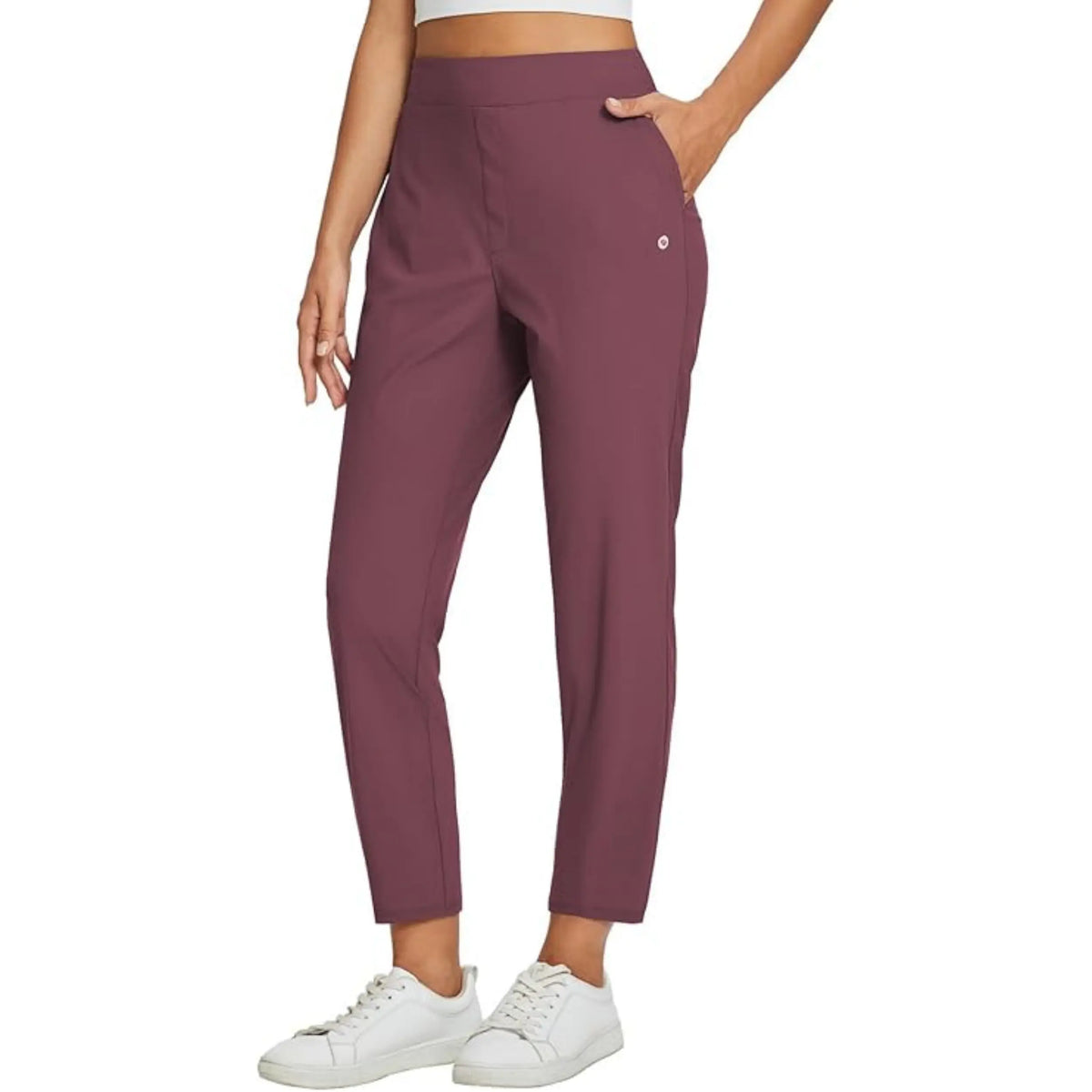Women’s Lightweight Ankle Pants – Soft Stretch Work Pants with UPF 50+ & Zipper Pockets