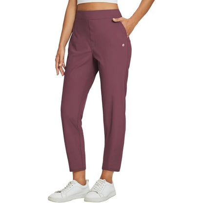 Women’s Lightweight Ankle Pants – Soft Stretch Work Pants with UPF 50+ & Zipper Pockets