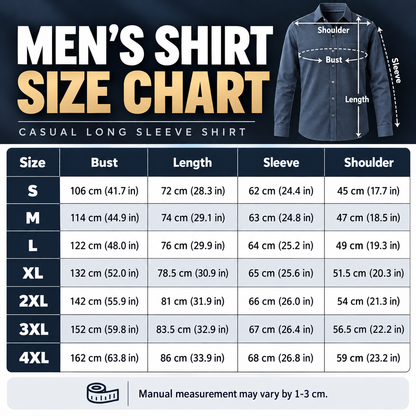 Men's Vintage Washed Denim Button-Down Shirt – Classic Casual Long Sleeve