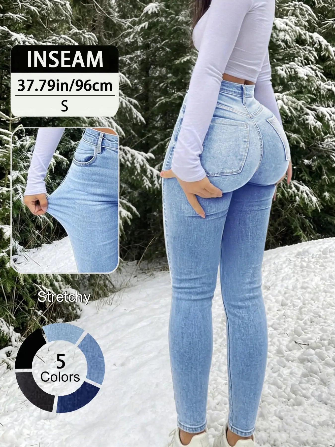 Women's High Waisted Skinny Jeans – Stretch Butt Lifting Slim Fit Denim Pants for Everyday Wear