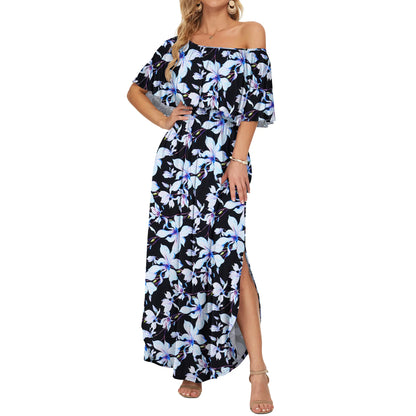 Women's Plus Size Off-Shoulder Maxi Dress with Pockets | Casual Summer Wedding Guest, Beach & Vacation Dress