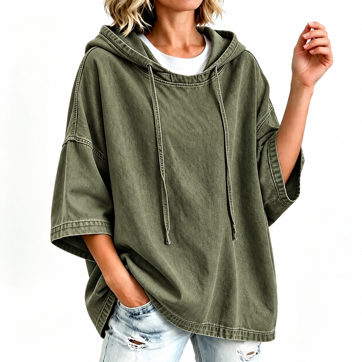 Women's Casual Loose Denim Hoodie – Relaxed Comfort & Effortless Autumn Style