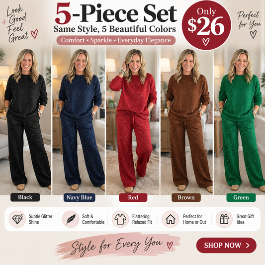 Women's Glitter Pullover Sweater & Pants 2-Piece Set