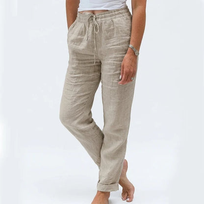 Women's Elastic Waist Cotton Linen Casual Pants