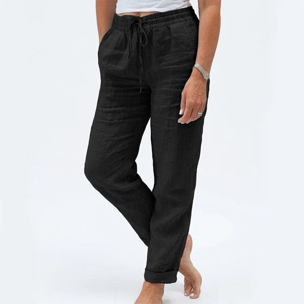 Women's Elastic Waist Cotton Linen Casual Pants