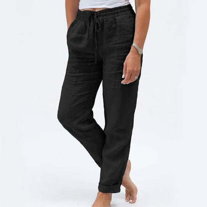 Women's Elastic Waist Cotton Linen Casual Pants