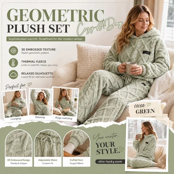 Embossed Geometric Plush Set – Cosy, Stylish & Effortlessly Comfortable