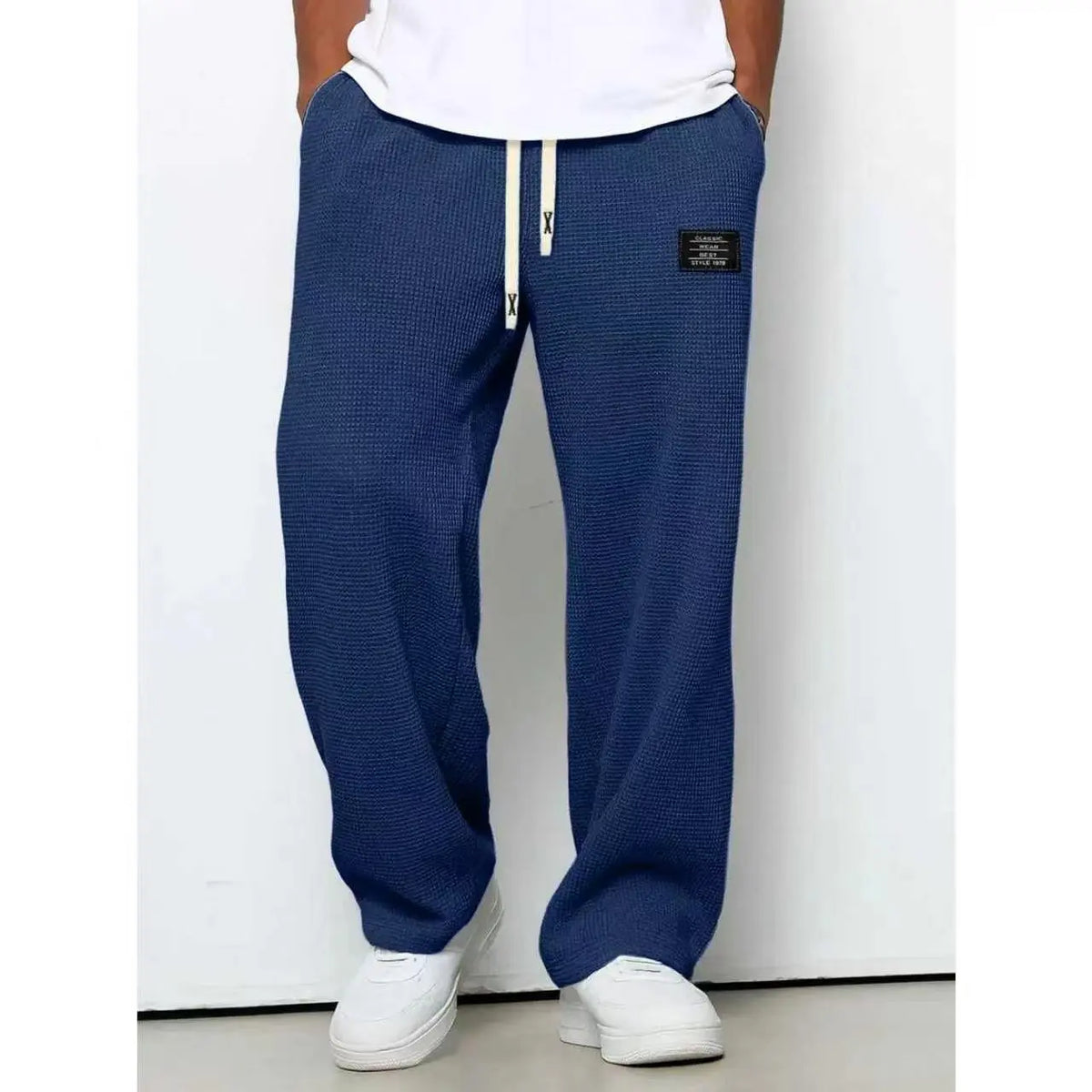 Men's Waffle Knit Casual Pants – Lightweight Relaxed Fit Straight-Leg Sweatpants
