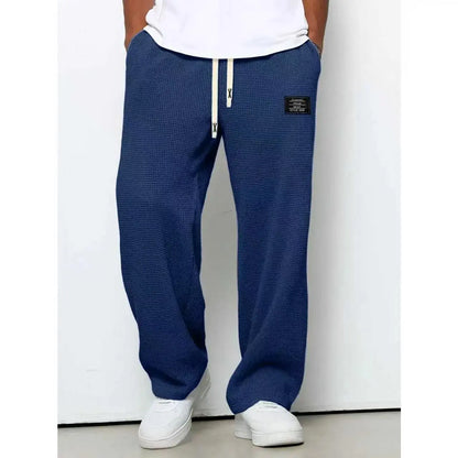 Men's Waffle Knit Casual Pants – Lightweight Relaxed Fit Straight-Leg Sweatpants