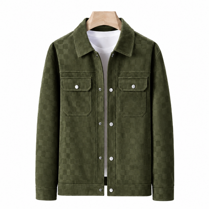 Men's Faux Suede Checkerboard Jacket