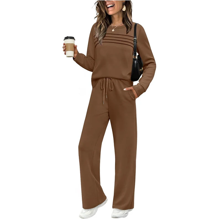 Women's Crew Neck Top & Drawstring Pants Set