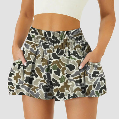 Women's High-Waisted Athletic Running Shorts with Pockets – Flowy Elastic Gym & Workout Shorts