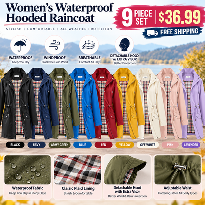 Women's Lightweight Waterproof Hooded Rain Jacket – Stylish, Comfortable & Windproof
