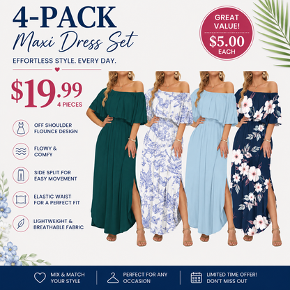Women's Plus Size Off-Shoulder Maxi Dress with Pockets | Casual Summer Wedding Guest, Beach & Vacation Dress