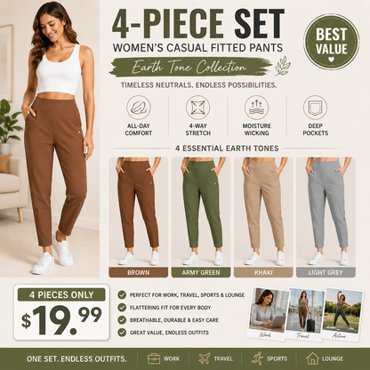 Women’s Lightweight Ankle Pants – Soft Stretch Work Pants with UPF 50+ & Zipper Pockets