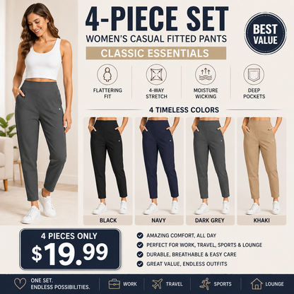 Women’s Lightweight Ankle Pants – Soft Stretch Work Pants with UPF 50+ & Zipper Pockets