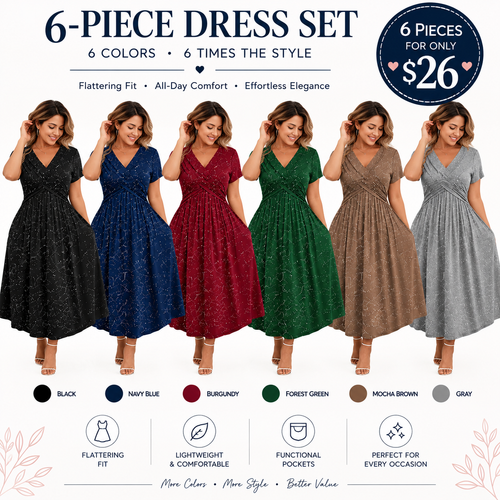 Women's Elegant V-Neck Twist Front Dress