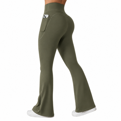 Women’s High Waisted Flare Yoga Pants with Pockets – Soft Stretch Bootcut Leggings
