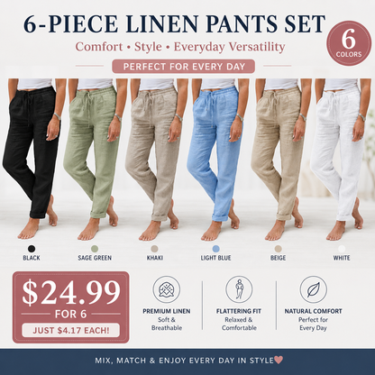 Women's Elastic Waist Cotton Linen Casual Pants