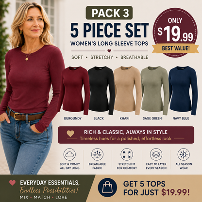 Women’s Ribbed Long Sleeve Crewneck Top – Slim Fit Basic Tee