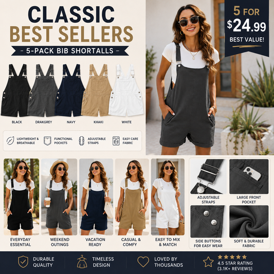 Women's Sleeveless Summer Bib Shortalls
