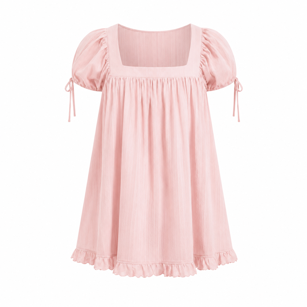 Women's Square Neck Puff Sleeve Blouse – Ruffle Trim Tie Detail Summer Casual Top, Feminine Short Sleeve Shirt