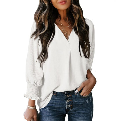 Limited time sale 🔥Womens Casual 3/4 Sleeve V Neck Loose Fit Basic Tees
