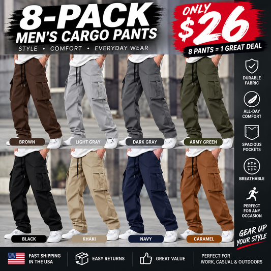 Men’s Cargo Pants – Casual Relaxed Fit Multi-Pocket Utility Pants