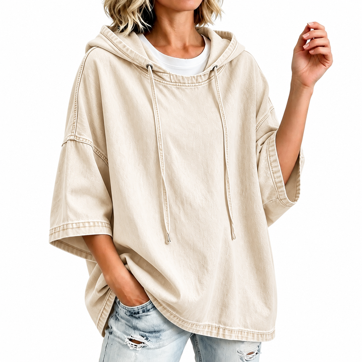 Women's Casual Loose Denim Hoodie – Relaxed Comfort & Effortless Autumn Style