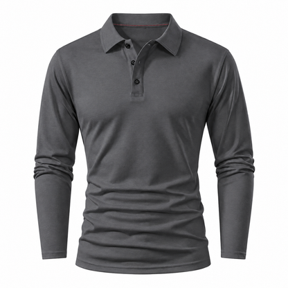 🍂 Men’s Long Sleeve Knit Polo Shirt – Breathable Soft-Knit Business Casual Top for Fall | Office, Weekend & Everyday Wear