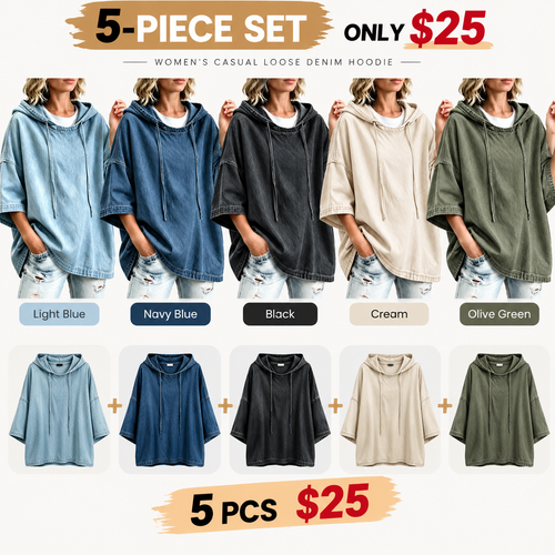 Women's Casual Loose Denim Hoodie – Relaxed Comfort & Effortless Autumn Style