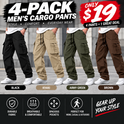 Men’s Cargo Pants – Casual Relaxed Fit Multi-Pocket Utility Pants