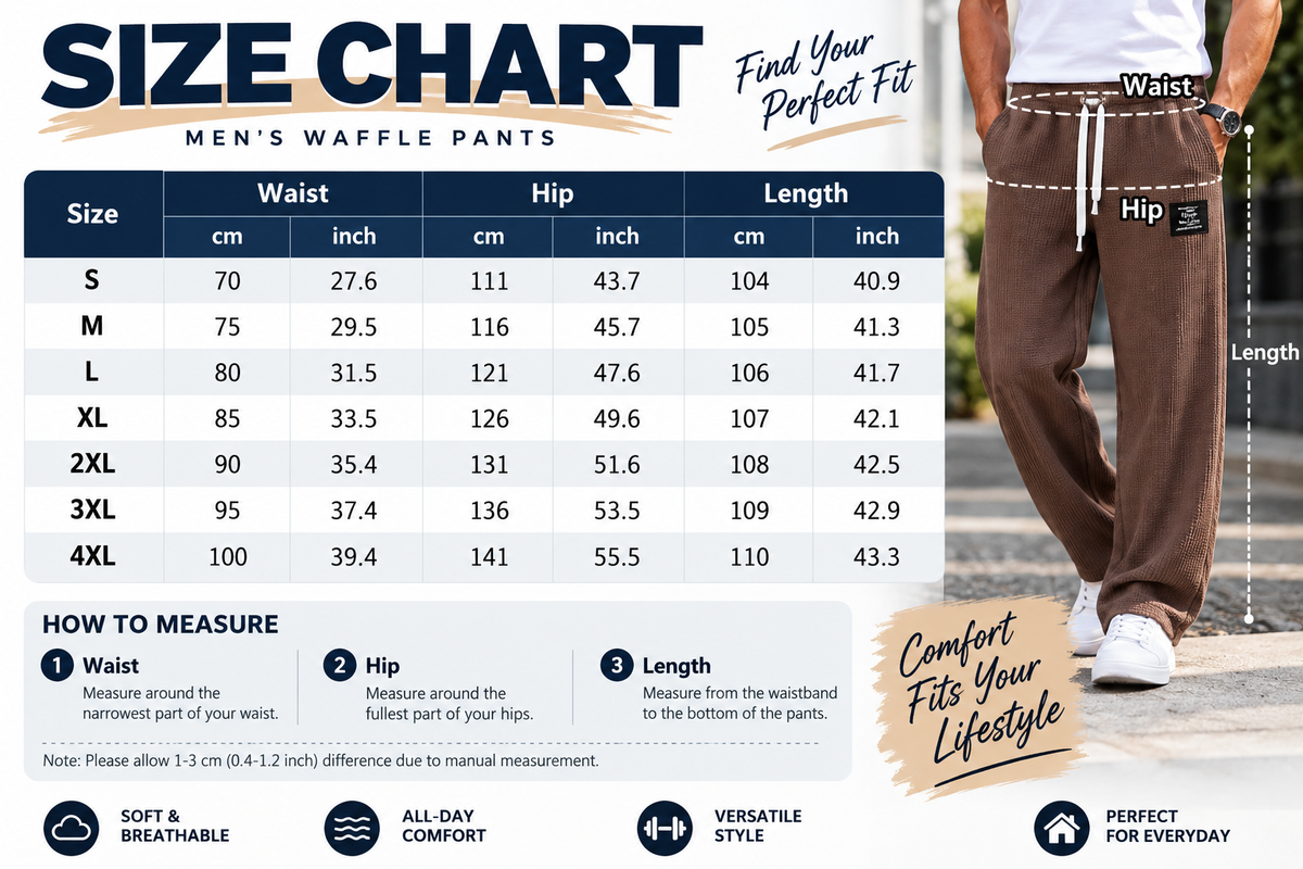 Men's Waffle Knit Casual Pants – Lightweight Relaxed Fit Straight-Leg Sweatpants