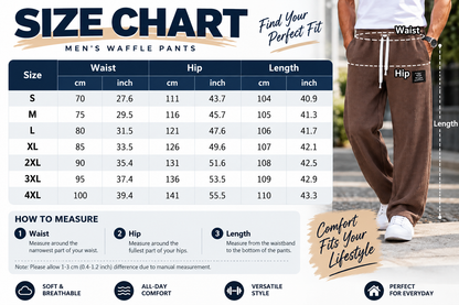 Men's Waffle Knit Casual Pants – Lightweight Relaxed Fit Straight-Leg Sweatpants