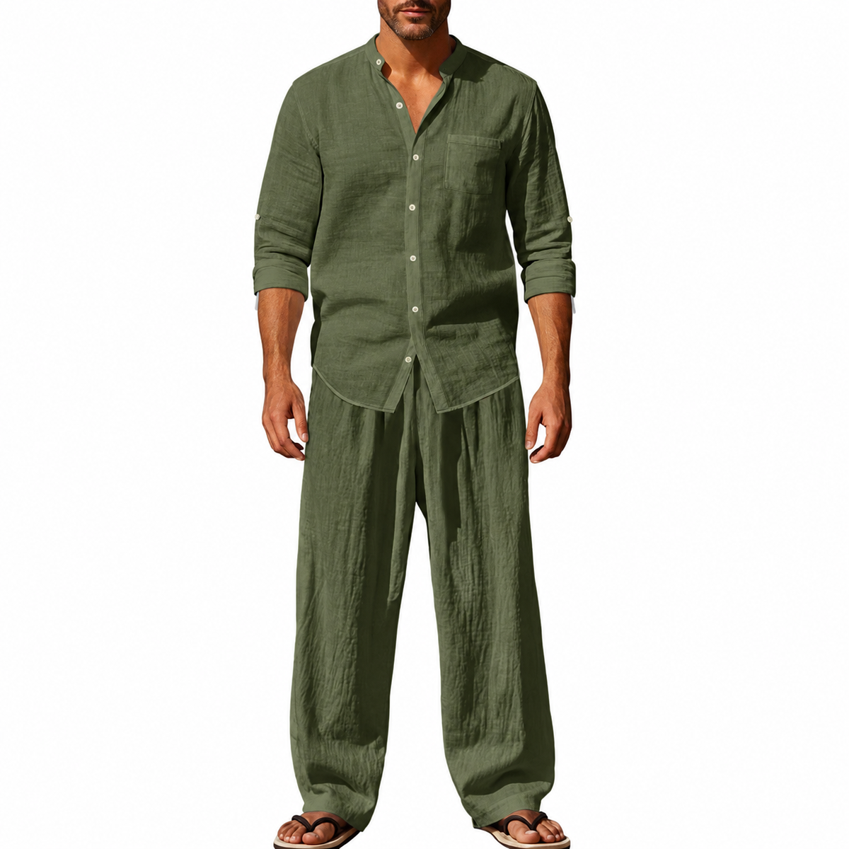 Men's Casual Breathable Shirt and Pants Set