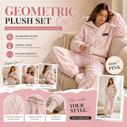 Embossed Geometric Plush Set – Cosy, Stylish & Effortlessly Comfortable