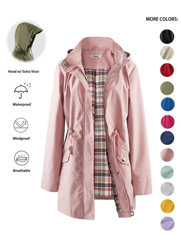 Women's Lightweight Waterproof Hooded Rain Jacket – Stylish, Comfortable & Windproof